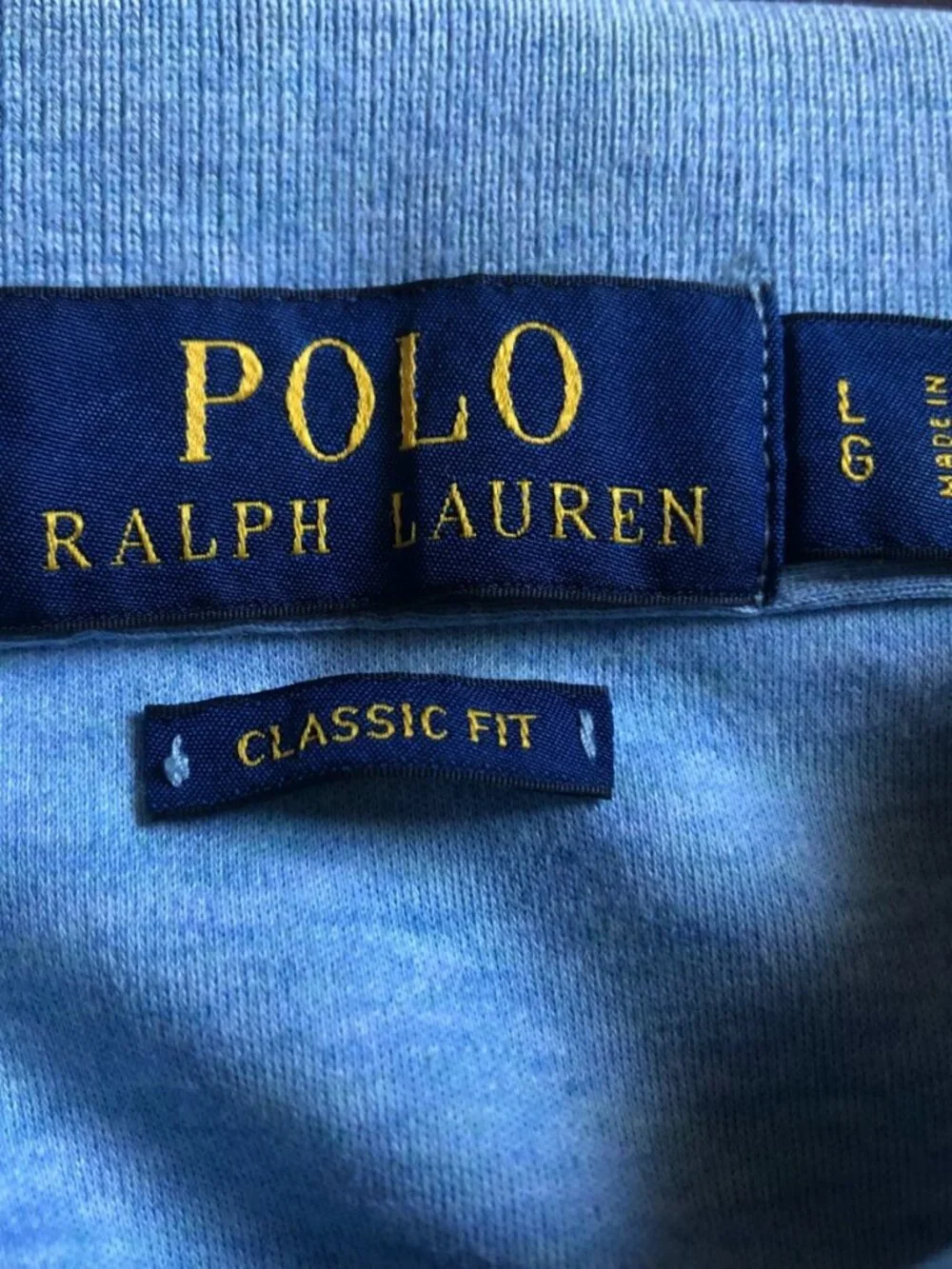 Polo Ralph Lauren Polo Shirt Blue Heather Classic Fit Logo Blue Label Mens L